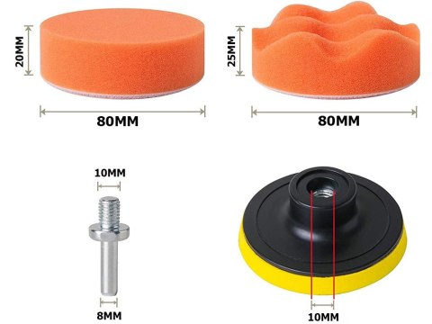 Zestaw gąbek polerskich pady na wiertarke 80mm Zestaw gąbek polerskich pady na wiertarke 80mm