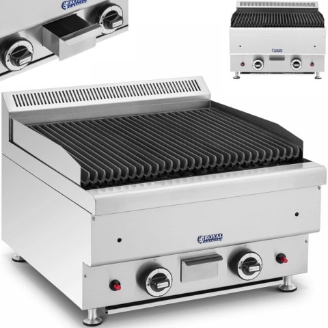 GRILL LAWOWY NA GAZ ZIEMNY RYFLOWANY 50 X 47 CM 2 X 7200 W