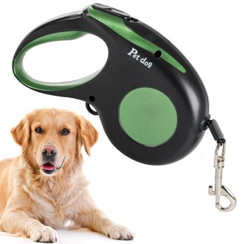 Smycz mocna automatyczna z blokadą dla psa taśma wytrzymała długa 5m 15kg Smycz mocna automatyczna z blokadą dla psa taśma wytrzymała długa 5m 15kg