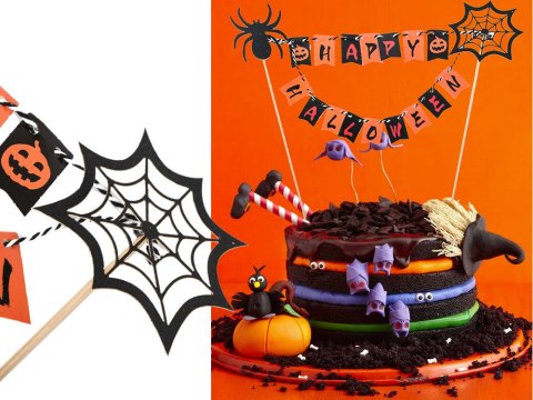 Dekoracja halloween na ciasto tort na babeczki piker topper girlanda papier Dekoracja halloween na ciasto tort na babeczki piker topper girlanda papier