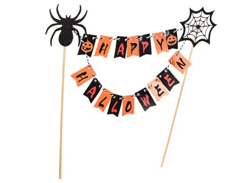 Dekoracja halloween na ciasto tort na babeczki piker topper girlanda papier Dekoracja halloween na ciasto tort na babeczki piker topper girlanda papier