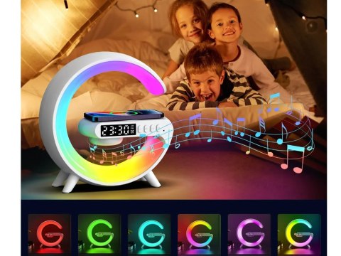 Lampka led rgb gamingowa ładowarka indukcyjna głośnik budzik radio zegar Lampka led rgb gamingowa ładowarka indukcyjna głośnik budzik radio zegar