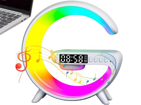 Lampka led rgb gamingowa ładowarka indukcyjna głośnik budzik radio zegar Lampka led rgb gamingowa ładowarka indukcyjna głośnik budzik radio zegar