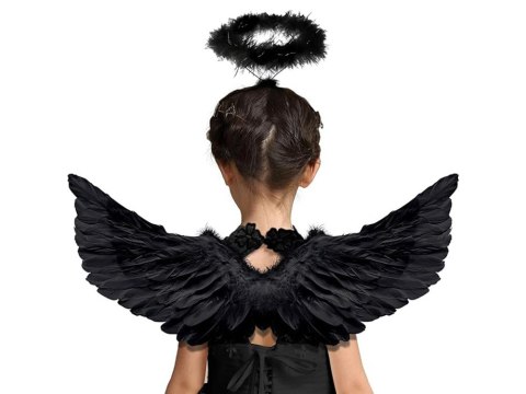Skrzydła anioła z piór czarne strój bajkowy cosplay przebranie na halloween Skrzydła anioła z piór czarne strój bajkowy cosplay przebranie na halloween