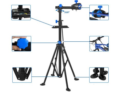 Stojak rowerowy wieszak serwisowy na rower uchwyt regulowany z półką 30kg Stojak rowerowy wieszak serwisowy na rower uchwyt regulowany z półką 30kg