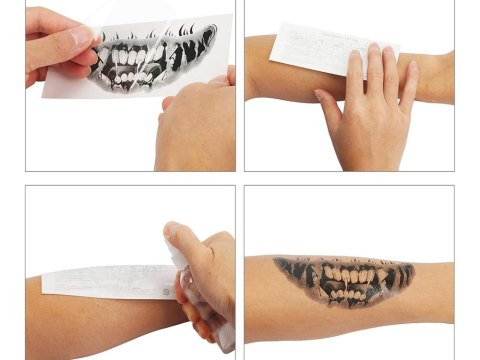 Tatuaż halloween sztuczny zęby realistyczny zmywalny tymczasowy przebranie Tatuaż halloween sztuczny zęby realistyczny zmywalny tymczasowy przebranie