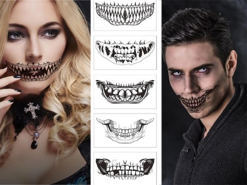 Tatuaż halloween sztuczny zęby realistyczny zmywalny tymczasowy przebranie Tatuaż halloween sztuczny zęby realistyczny zmywalny tymczasowy przebranie
