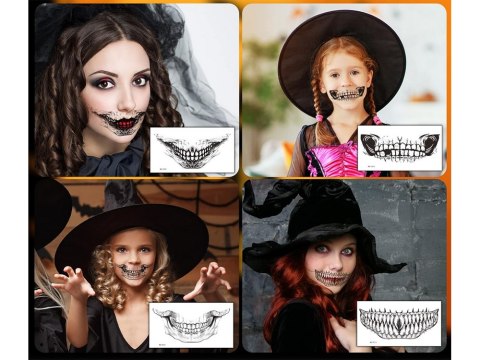 Tatuaż halloween sztuczny zęby realistyczny zmywalny tymczasowy przebranie Tatuaż halloween sztuczny zęby realistyczny zmywalny tymczasowy przebranie