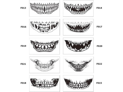 Tatuaż halloween sztuczny zęby realistyczny zmywalny tymczasowy przebranie Tatuaż halloween sztuczny zęby realistyczny zmywalny tymczasowy przebranie