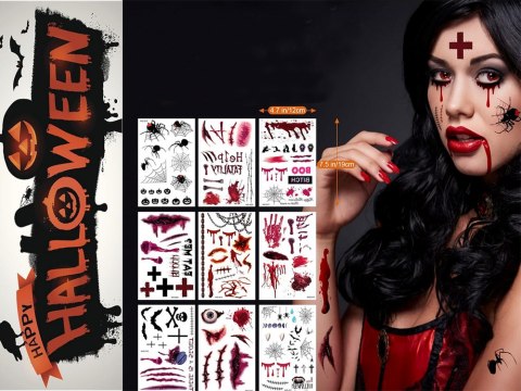 Tatuaże halloween sztuczny realistyczny zmywalny tymczasowy przebranie krew Tatuaże halloween sztuczny realistyczny zmywalny tymczasowy przebranie krew