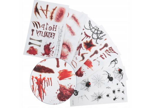 Tatuaże halloween sztuczny realistyczny zmywalny tymczasowy przebranie krew Tatuaże halloween sztuczny realistyczny zmywalny tymczasowy przebranie krew