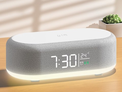 Zegar budzik cyfrowy elektroniczny termometr ładowarka indukcyjna alarm 2w1 Zegar budzik cyfrowy elektroniczny termometr ładowarka indukcyjna alarm 2w1
