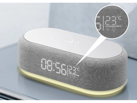 Zegar budzik cyfrowy elektroniczny termometr ładowarka indukcyjna alarm 2w1 Zegar budzik cyfrowy elektroniczny termometr ładowarka indukcyjna alarm 2w1