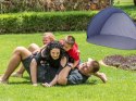 Duży namiot plażowy samorozkładający uv parawan ogrodowy pokrowiec