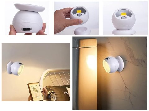 Lampa lampka led cob 360 na baterie magnes bezprzewodowa czujnik ruchu noc Lampa lampka led cob 360 na baterie magnes bezprzewodowa czujnik ruchu noc