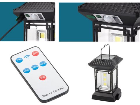 Lampa solarna z czujnikiem zmierzchu ruchu 5 trybów 60 led cob z pilotem Lampa solarna z czujnikiem zmierzchu ruchu 5 trybów 60 led cob z pilotem