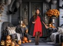 Peleryna halloween czarny płaszcz z kapturem przebranie strój dla dziecka