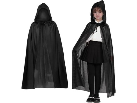 Peleryna halloween czarny płaszcz z kapturem przebranie strój dla dziecka Peleryna halloween czarny płaszcz z kapturem przebranie strój dla dziecka