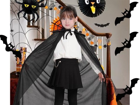 Peleryna halloween czarny płaszcz z kapturem przebranie strój dla dziecka Peleryna halloween czarny płaszcz z kapturem przebranie strój dla dziecka