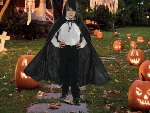 Peleryna halloween czarny płaszcz z kapturem przebranie strój dla dziecka Peleryna halloween czarny płaszcz z kapturem przebranie strój dla dziecka