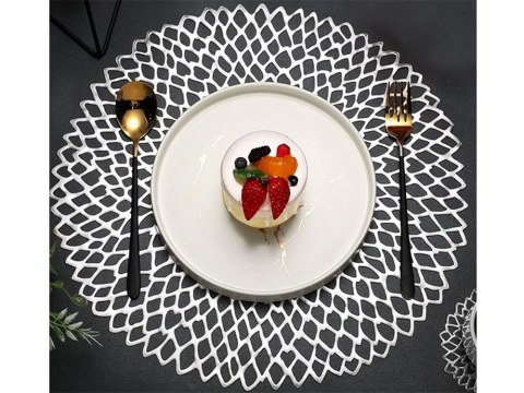 Podkładka okrągła pod talerz na stół kuchenna ażurowa ozdobna mata stołowa Podkładka okrągła pod talerz na stół kuchenna ażurowa ozdobna mata stołowa