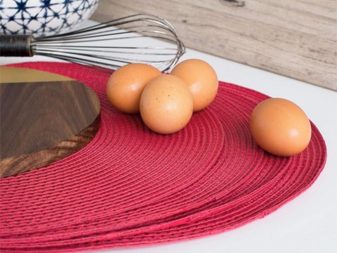 Podkładka okrągła pod talerz na stół kuchenna pleciona mata stołowa bordowa Podkładka okrągła pod talerz na stół kuchenna pleciona mata stołowa bordowa