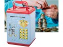 Skarbonka sejf bankomat na kod dostępu banknoty monety pieniądze kod pin