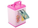 Skarbonka sejf bankomat na kod dostępu banknoty monety pieniądze kod pin