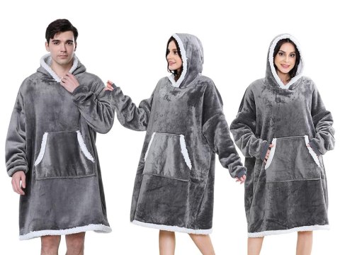 Bluza ciepła koc oversize xxl 2w1 gruba futrzak miękka z kapturem szlafrok Bluza ciepła koc oversize xxl 2w1 gruba futrzak miękka z kapturem szlafrok