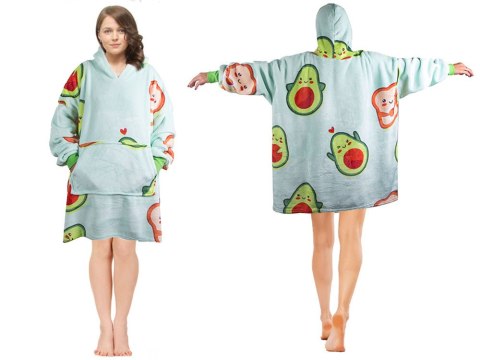 Ciepła bluza awokado koc oversize xxl 2w1 gruba futrzak miękka z kapturem Ciepła bluza awokado koc oversize xxl 2w1 gruba futrzak miękka z kapturem