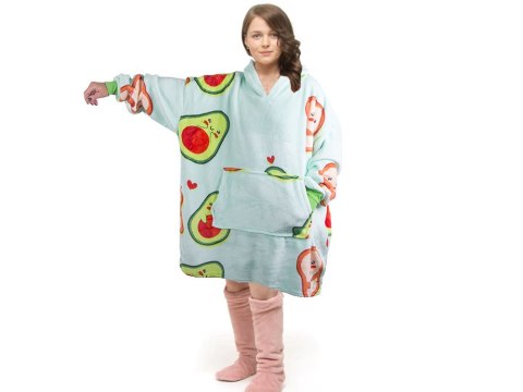 Ciepła bluza awokado koc oversize xxl 2w1 gruba futrzak miękka z kapturem Ciepła bluza awokado koc oversize xxl 2w1 gruba futrzak miękka z kapturem