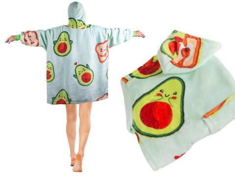 Ciepła bluza awokado koc oversize xxl 2w1 gruba futrzak miękka z kapturem Ciepła bluza awokado koc oversize xxl 2w1 gruba futrzak miękka z kapturem