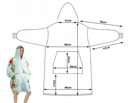 Ciepła bluza awokado koc oversize xxl 2w1 gruba futrzak miękka z kapturem Ciepła bluza awokado koc oversize xxl 2w1 gruba futrzak miękka z kapturem