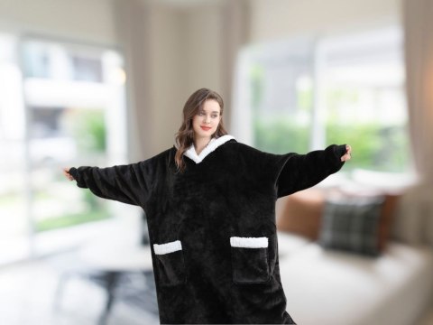Ciepła bluza koc duża oversize gruba miękka z kapturem szlafrok długa xxl Ciepła bluza koc duża oversize gruba miękka z kapturem szlafrok długa xxl