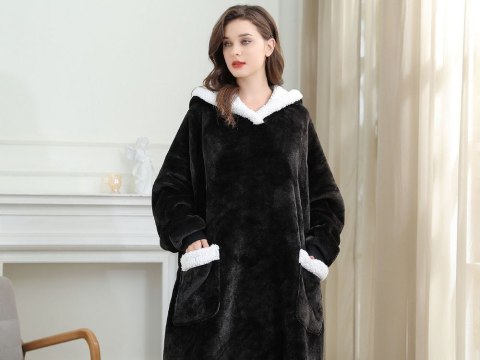 Ciepła bluza koc duża oversize gruba miękka z kapturem szlafrok długa xxl Ciepła bluza koc duża oversize gruba miękka z kapturem szlafrok długa xxl