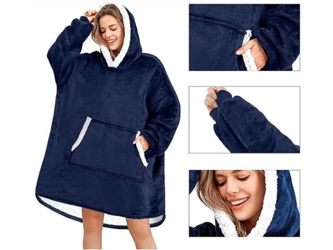 Ciepła bluza koc oversize xxl 2w1 gruba futrzak miękka z kapturem szlafrok Ciepła bluza koc oversize xxl 2w1 gruba futrzak miękka z kapturem szlafrok