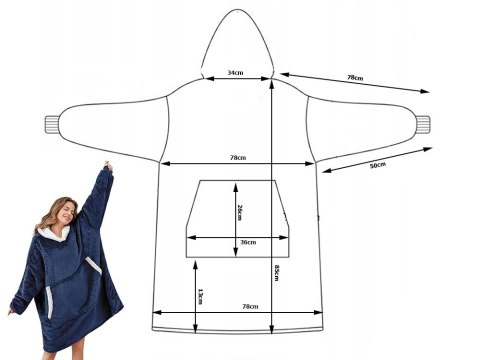 Ciepła bluza koc oversize xxl 2w1 gruba futrzak miękka z kapturem szlafrok Ciepła bluza koc oversize xxl 2w1 gruba futrzak miękka z kapturem szlafrok