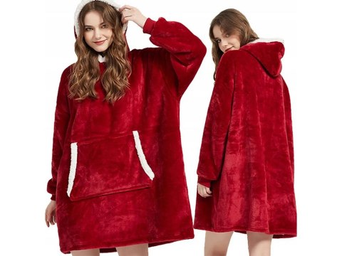 Ciepła bluza koc oversize xxl 2w1 gruba futrzak miękka z kapturem szlafrok Ciepła bluza koc oversize xxl 2w1 gruba futrzak miękka z kapturem szlafrok