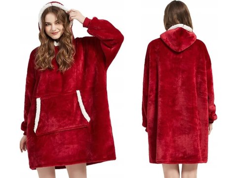Ciepła bluza koc oversize xxl 2w1 gruba futrzak miękka z kapturem szlafrok Ciepła bluza koc oversize xxl 2w1 gruba futrzak miękka z kapturem szlafrok