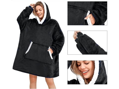 Ciepła bluza koc oversize xxl 2w1 gruba futrzak miękka z kapturem szlafrok Ciepła bluza koc oversize xxl 2w1 gruba futrzak miękka z kapturem szlafrok