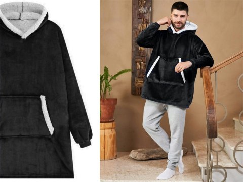 Ciepła bluza koc oversize xxl 2w1 gruba futrzak miękka z kapturem szlafrok Ciepła bluza koc oversize xxl 2w1 gruba futrzak miękka z kapturem szlafrok
