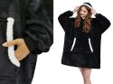 Ciepła bluza koc oversize xxl 2w1 gruba futrzak miękka z kapturem szlafrok