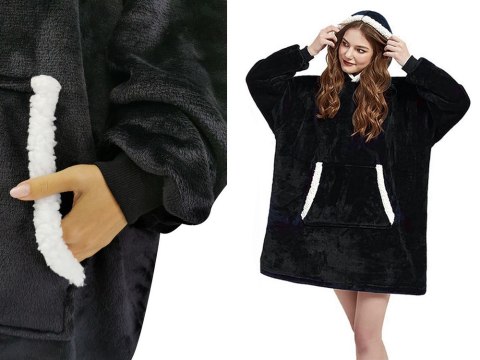 Ciepła bluza koc oversize xxl 2w1 gruba futrzak miękka z kapturem szlafrok Ciepła bluza koc oversize xxl 2w1 gruba futrzak miękka z kapturem szlafrok