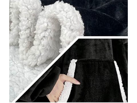 Ciepła bluza koc oversize xxl 2w1 gruba futrzak miękka z kapturem szlafrok Ciepła bluza koc oversize xxl 2w1 gruba futrzak miękka z kapturem szlafrok