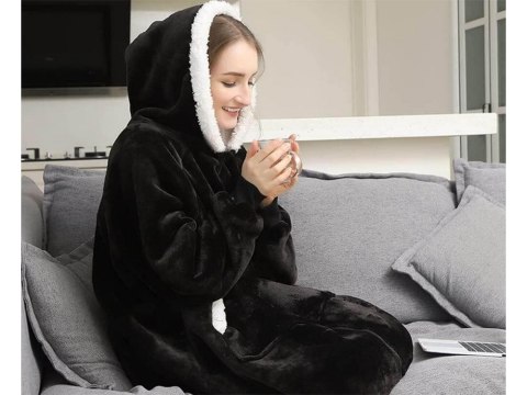 Ciepła bluza koc oversize xxl 2w1 gruba futrzak miękka z kapturem szlafrok Ciepła bluza koc oversize xxl 2w1 gruba futrzak miękka z kapturem szlafrok