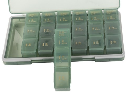 Pojemnik na leki tabletki pudełko pory dnia lekarstwa kasetka tygodniowy Pojemnik na leki tabletki pudełko pory dnia lekarstwa kasetka tygodniowy