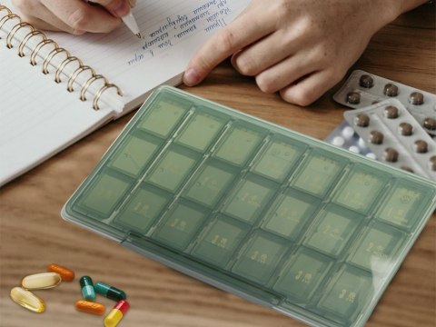 Pojemnik na leki tabletki pudełko pory dnia lekarstwa kasetka tygodniowy Pojemnik na leki tabletki pudełko pory dnia lekarstwa kasetka tygodniowy