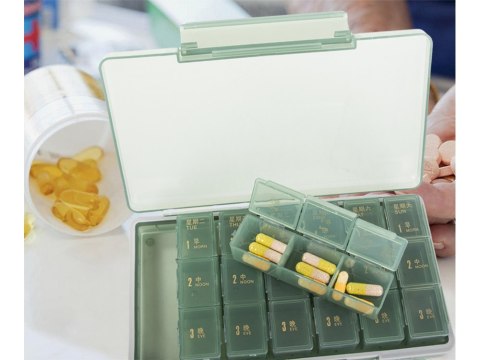 Pojemnik na leki tabletki pudełko pory dnia lekarstwa kasetka tygodniowy Pojemnik na leki tabletki pudełko pory dnia lekarstwa kasetka tygodniowy