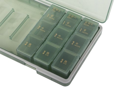 Pojemnik na leki tabletki pudełko pory dnia lekarstwa kasetka tygodniowy Pojemnik na leki tabletki pudełko pory dnia lekarstwa kasetka tygodniowy