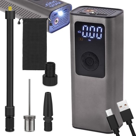 Pompka akumulatorowa do roweru samochodu kompresor elektryczny 10 bar lcd Pompka akumulatorowa do roweru samochodu kompresor elektryczny 10 bar lcd